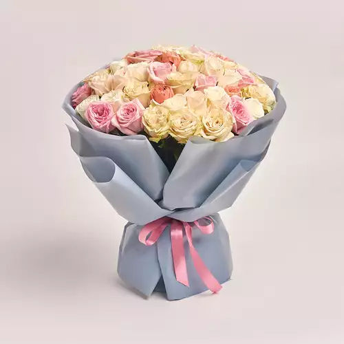 Product image Bouquet of 51 peony Roses mix, packaging: Gray, vendor code: 3177