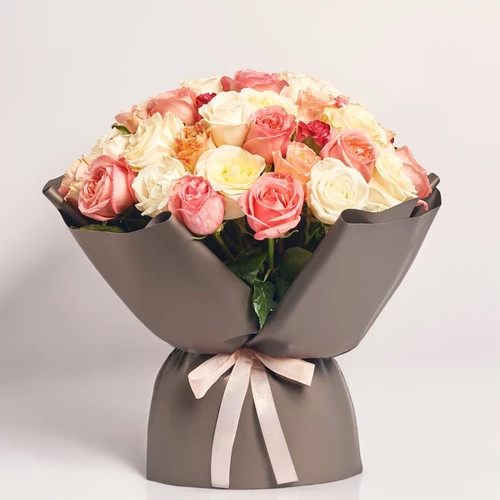 Product image Bouquet of 51 peony Roses Мix, packaging: 
Graphite, SKU: 3177