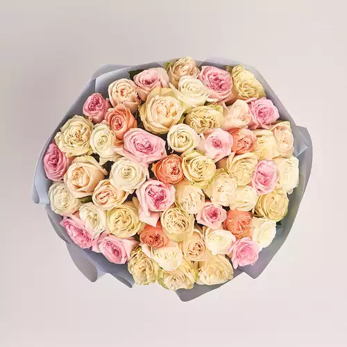 Product image Bouquet of 51 peony Roses mix, packaging: Gray, vendor code: 3177