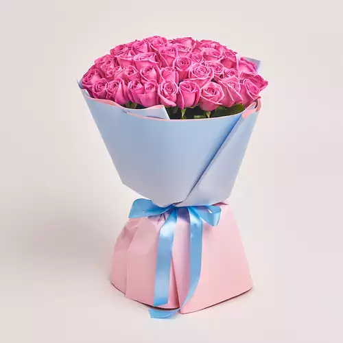 Product image Bouquet of 51  Roses Aqua, packaging: Gradiens light blue, vendor code: 3179