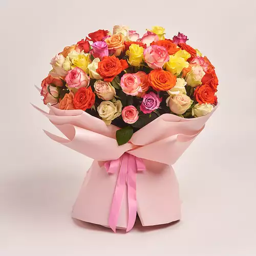 Product image Bouquet of 101 Mixed Roses, packaging: Composite light pink, vendor code: 3181
