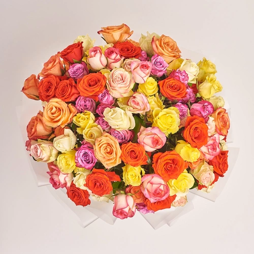 Product image Bouquet of 101 Mixed Roses, packaging: Transparent, vendor code: 3181