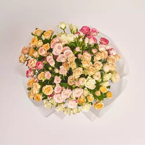 Product image Bouquet of 21 Roses spray Мix, packaging: Transparent, vendor code: 3185