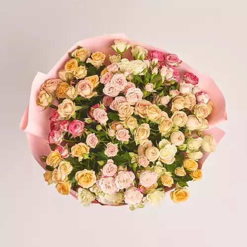 Product image Bouquet of 21 Roses spray mix, packaging: Gradiens light blue, vendor code: 3185