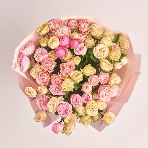 Product image Bouquet of 15 peony Roses spray mix, packaging: Composite light pink, vendor code: 3186