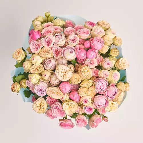 Product image Bouquet of 25 peony Roses spray mix, packaging: Blue, vendor code: 3187