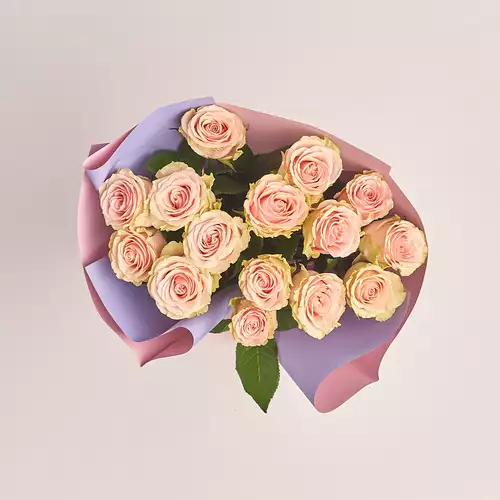 Product image Bouquet of 15 Roses Frutetto, packaging: Gradiens violet, vendor code: 3191