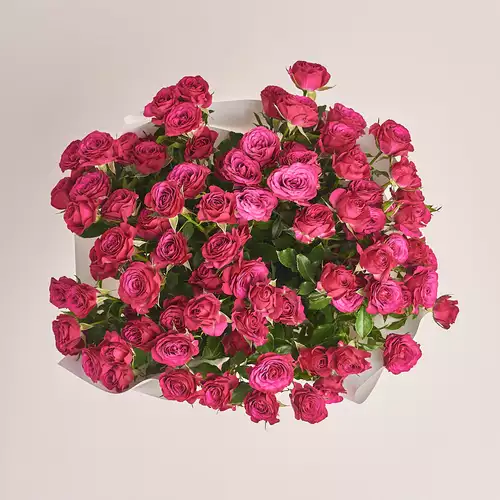 Изображение товара Букет 15 Роз Спрей Шайенн, упаковка: Белая, артикул: 3192