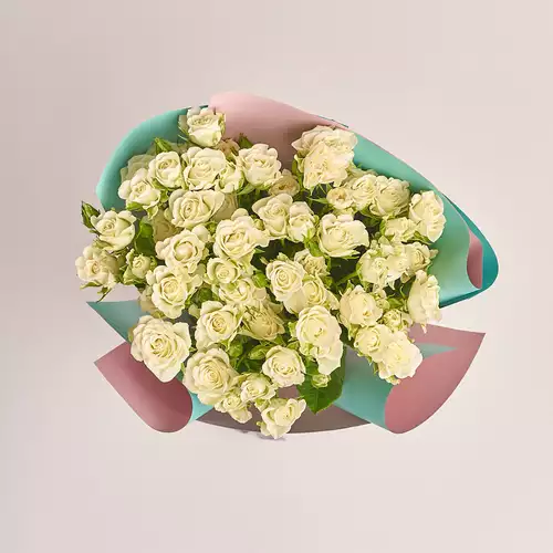 Product image Bouquet of 15  White Roses Spray, packaging: Gradiens tiffany, vendor code: 3194