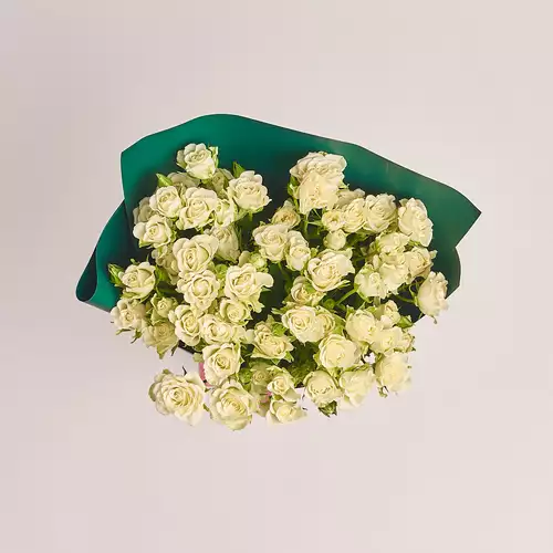 Product image Bouquet of 15  White Roses Spray, packaging: Green, vendor code: 3194