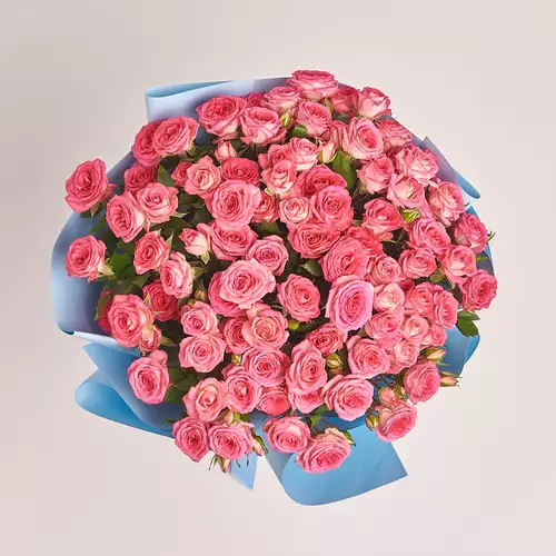 Product image Bouquet of 15 Pink Roses Spray, packaging: Gradiens blue, vendor code: 3195