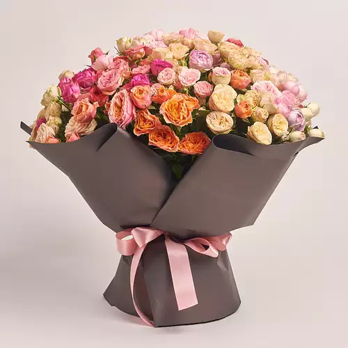 Product image Bouquet of 51 peony Roses spray mix, packaging: 
Graphite, vendor code: 3196