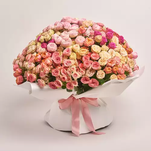 Product image Bouquet of 101 peony Roses spray Мix, packaging: White, vendor code: 3197
