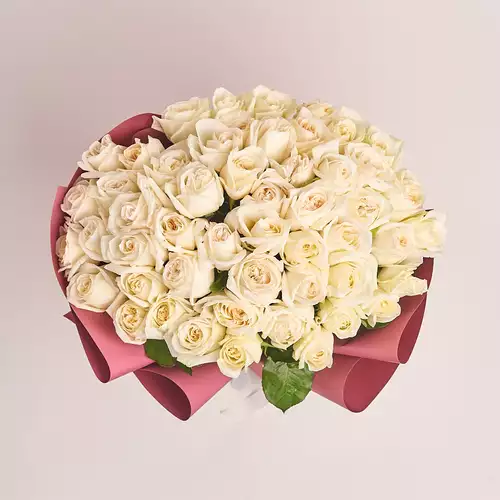 Product image Bouquet of 51 Roses White O'Hara, packaging: Coral, vendor code: 3198