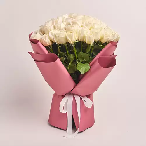 Product image Bouquet of 51 Roses White O'Hara, packaging: Coral, vendor code: 3198