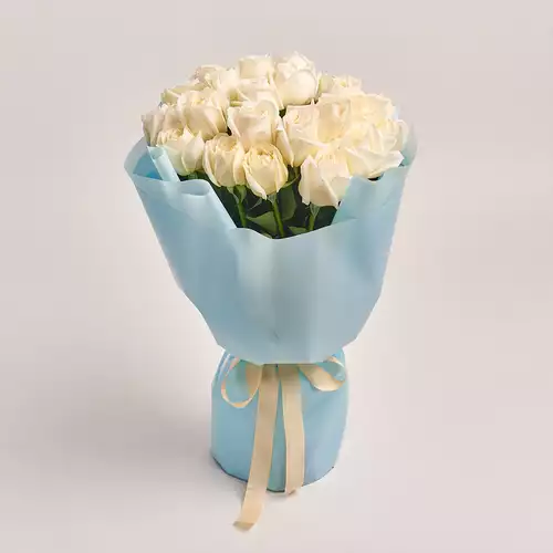 Product image Bouquet of 25 Roses White O'Hara, packaging: Blue, vendor code: 3199