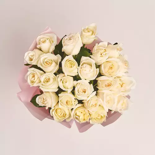 Product image Bouquet of 25 Roses White O'Hara, packaging: Pink, vendor code: 3199