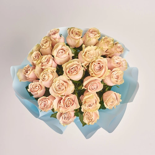 Product image Bouquet of 25 Roses Pink Mondial, packaging: Blue, vendor code: 3201