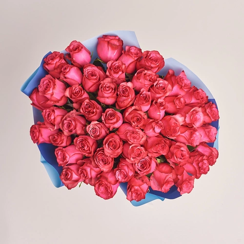 Product image Bouquet of 51 Ruspberry Roses, packaging: Gradiens blue, vendor code: 3202