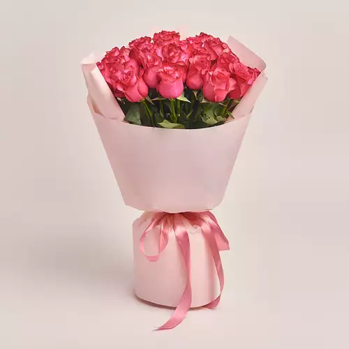 Product image Bouquet of 25 Ruspberry Roses, packaging: Composite light pink, vendor code: 3203