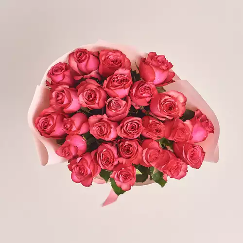 Product image Bouquet of 25 Ruspberry Roses, packaging: Composite light pink, vendor code: 3203