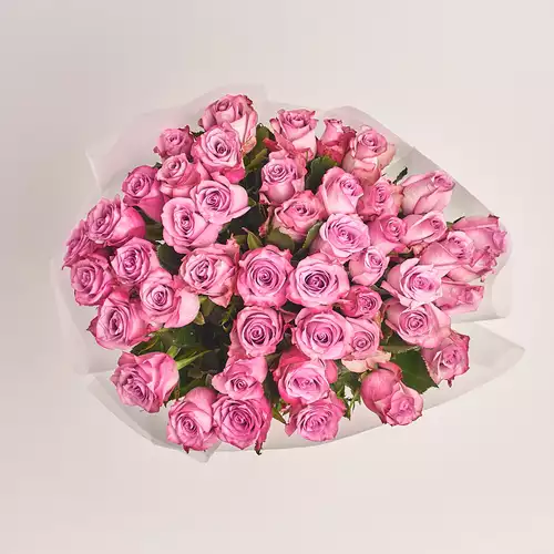 Product image Bouquet of 51 Purple Roses, packaging: Transparent, vendor code: 3204