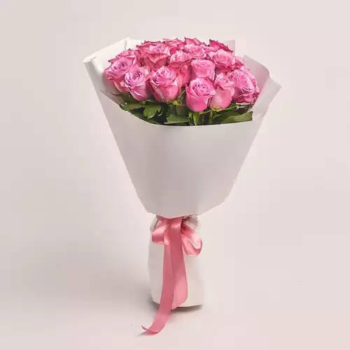 Product image Bouquet of 25 Purple Roses, packaging: White, vendor code: 3205