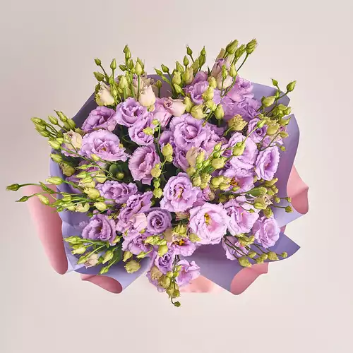 Product image Bouquet of 25 Lavender Eustomas, packaging: Gradiens violet, vendor code: 3207