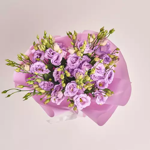 Изображение товара Букет 15 Лавандовых Эустом, упаковка: Фиолетовая, артикул: 3208