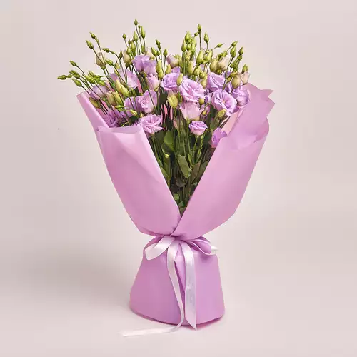 Product image Bouquet of 15 Lavender Eustomas, packaging: Purple, vendor code: 3208