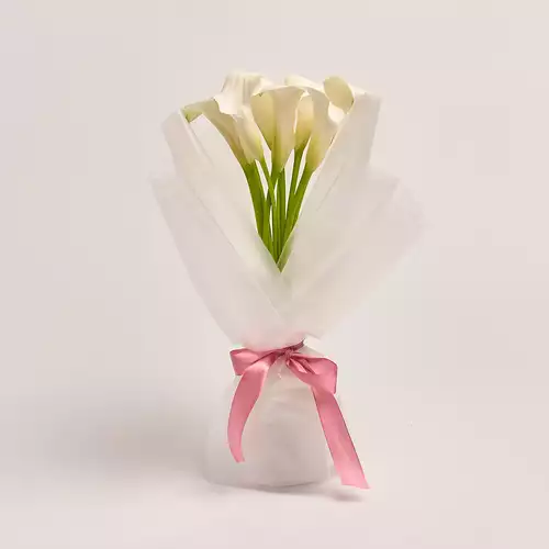 Product image Bouquet of  9 white Callas, packaging: Transparent, vendor code: 3213