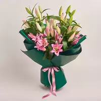 Bouquet of 9 Pink Lilies