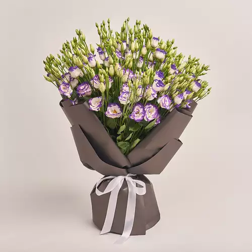 Product image Bouquet of 25 White-Violet Eustomas, packaging: 
Graphite, vendor code: 3226