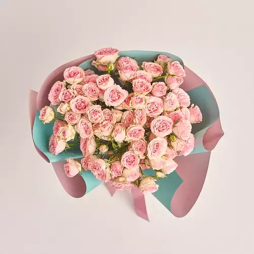 Product image Bouquet of 15 Light Pink Roses Spray, packaging: Gradiens tiffany, vendor code: 3227