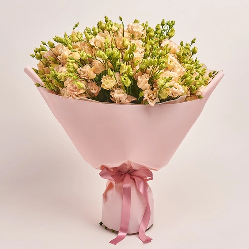 Product image Bouquet of 51 Peach Eustomas, packaging: Composite light pink, vendor code: 3255