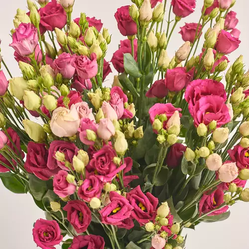 Product image Bouquet of 15 Red Eustomas, packaging: Kafin rust, vendor code: 3256