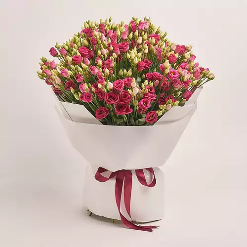 Product image Bouquet of 51 Red Eustomas, packaging: White, vendor code: 3258