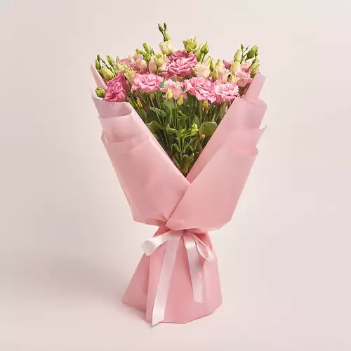 Product image Bouquet of 15 Light Pink Eustomas, packaging: Pink, vendor code: 3259