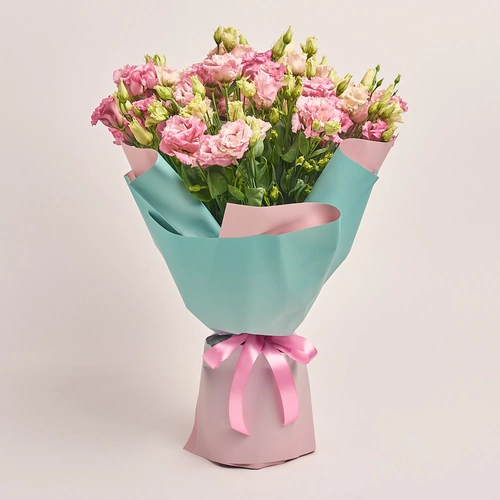 Product image Bouquet of 25 Light Pink Eustomas], packaging: Gradiens tiffany, vendor code: 3260