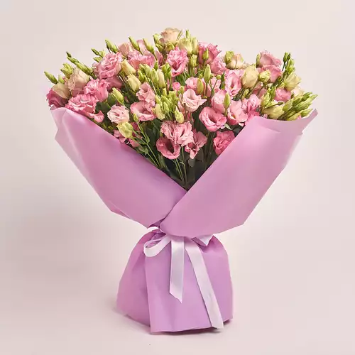 Product image Bouquet of 51 Light Pink Eustomas, packaging: Purple, vendor code: 3261