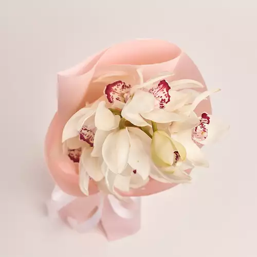 Product image Bouquet 1 White Cymbidium, packaging: Composite light pink, vendor code: 3262