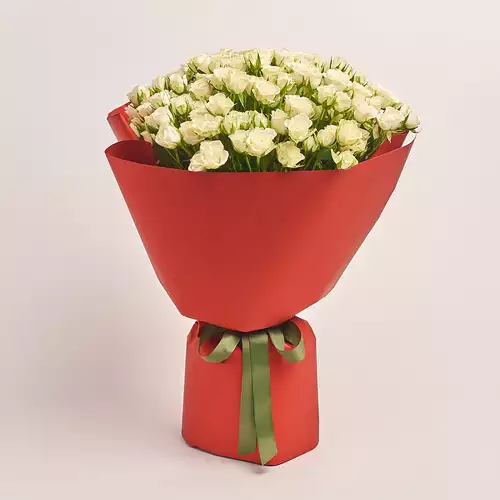 Product image Bouquet of 51  White Roses Spray, packaging: Red, vendor code: 3263