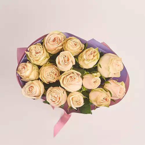 Product image Bouquet of 15 Roses Wedding, packaging: Gradiens violet, vendor code: 3268