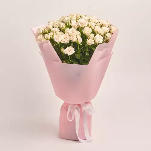 Product image Bouquet of 25  Cream Roses Spray, packaging: Pink, vendor code: 3274