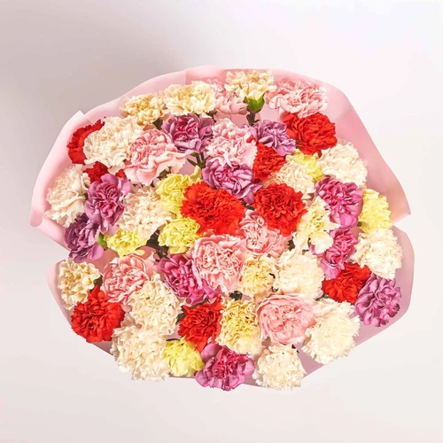 Product image Bouquet 51 Carnations Мix, packaging: Kafin rose, SKU: 3288