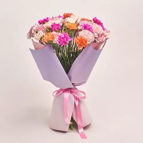 Product image Bouquet 51 Carnations mix, packaging: Gradiens violet, vendor code: 3288