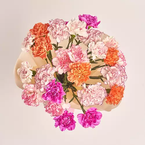 Product image Bouquet 25 Carnations Мix, packaging: Peach, vendor code: 3289