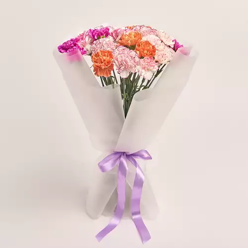 Product image Bouquet 25 Carnations mix, packaging: Transparent, vendor code: 3289