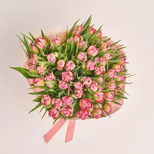 Product image Bouquet 51 Light Pink PionyTulips, packaging: Composite light pink, vendor code: 3291