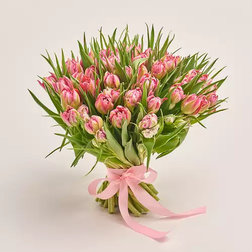 Product image Bouquet 51 Light Pink PionyTulips, packaging: Without packaging, vendor code: 3291